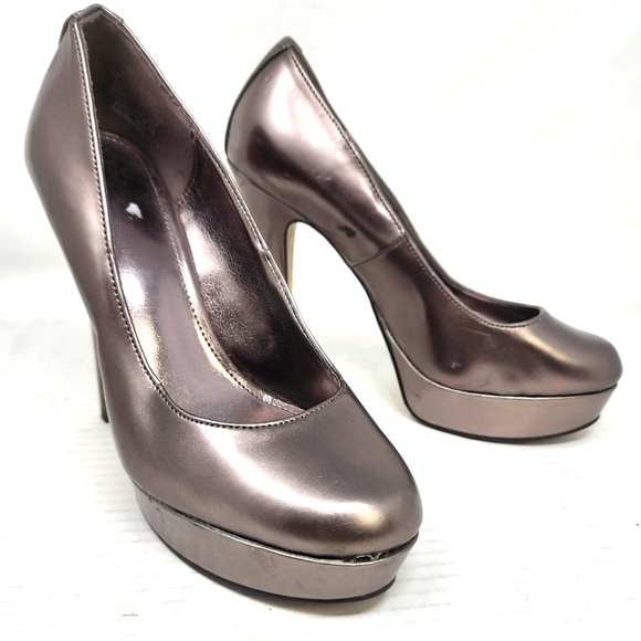 Elle Metallic Bronze Pumps Platform Heels Size 6 - Picture 1 of 8